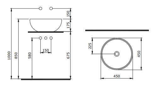 Venezia Aufsatzwaschtisch 45 cm
