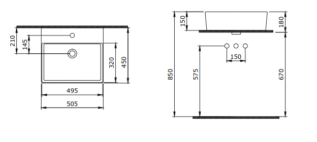 Milano Waschtisch 50cm