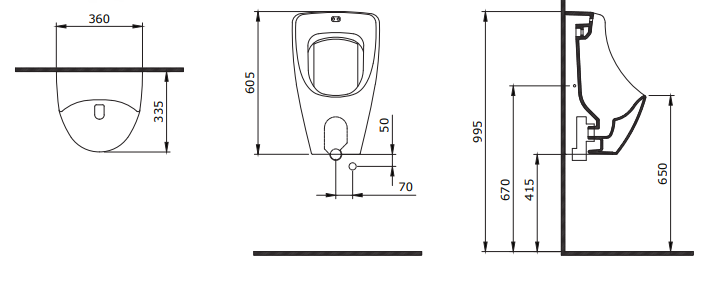 Taormina Arch Urinal Zulauf Hinten
