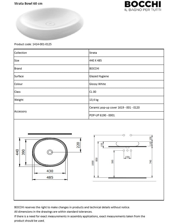 Strata Aufsatzwaschtisch 49 cm