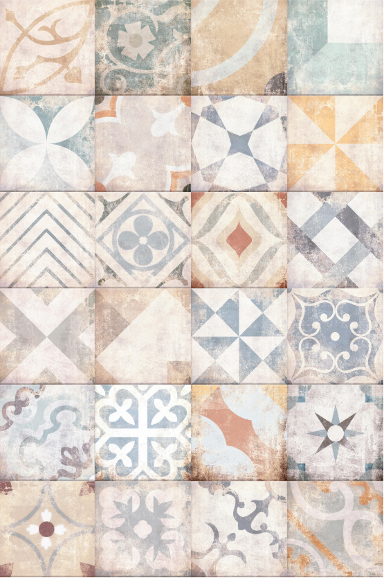 Ceramica Estilker – Antique Multicolor 20x20 cm | Zementfliesen-Optik Gealtert Matt