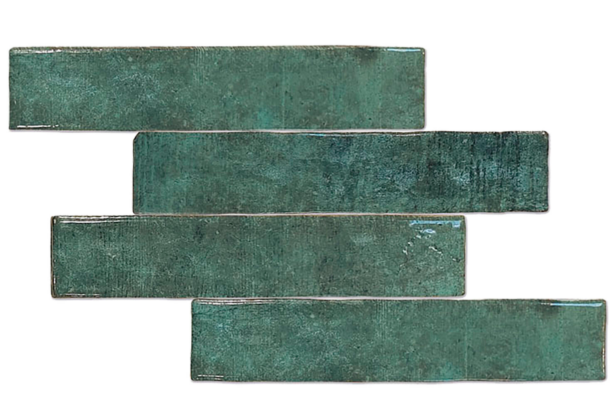 Ceramica Estilker – Maya Green 5x25 cm | Wandfliese Zellige-Optik Grün Glänzend