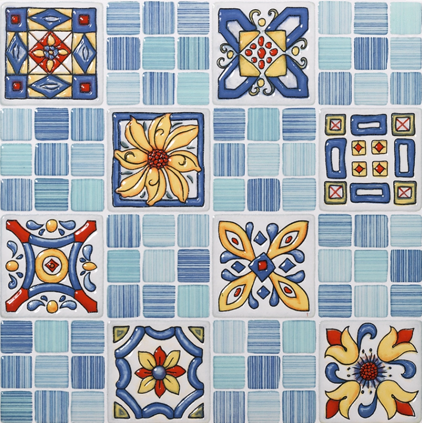 Ceramica Estilker – Heritage ML-3357 30x30 cm | Florale Dekorfliese Schwarz-Weiß