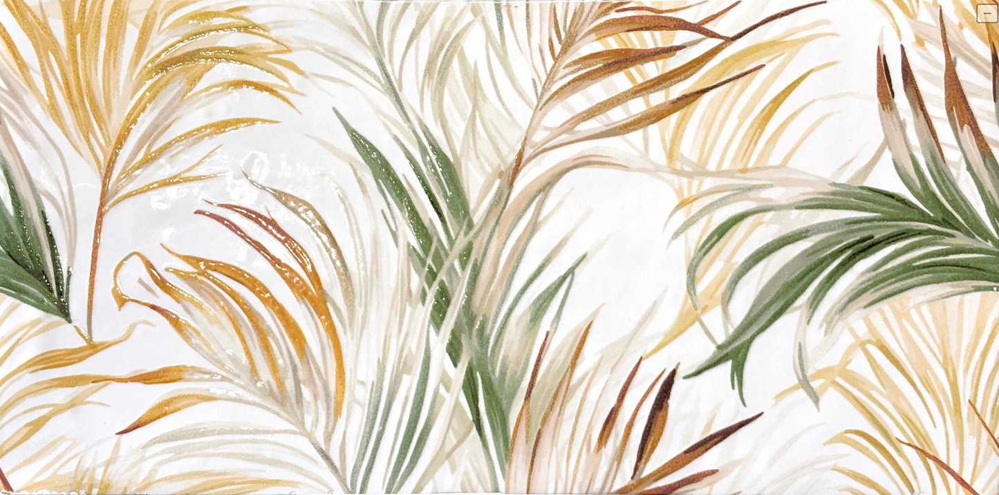 Ceramica Estilker – Dream Palm 15x30 cm | Dekorfliese Palmen-Relief Hochglanz