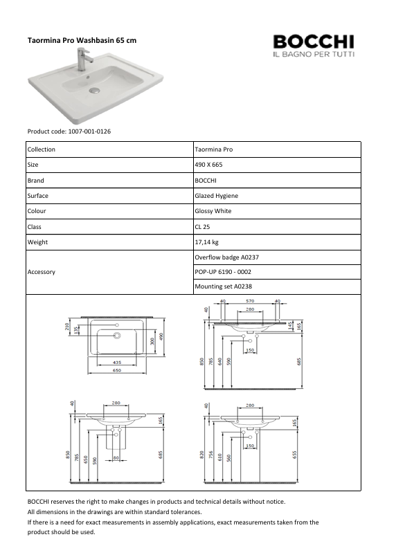Taormina Pro Wandwaschtisch Weiss