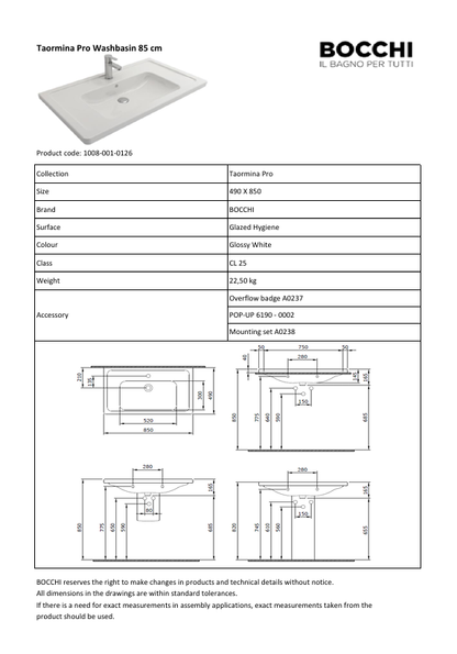 Taormina Pro Wandwaschtisch Weiss
