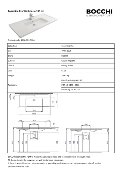 Taormina Pro Wandwaschtisch Weiss