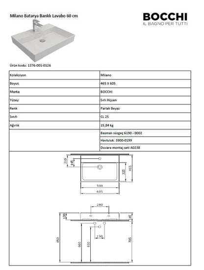 Milano Waschtisch 60,5 cm