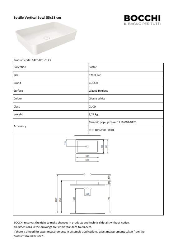 Sottile Slim Line Aufsatzwaschbecken – Designer Waschbecken für moderne Badezimmer 55cm