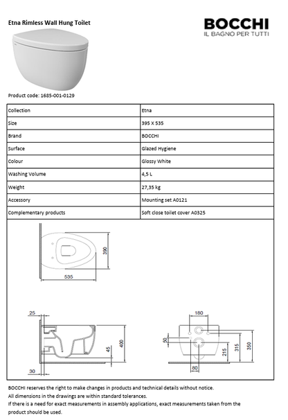 Bocchi Etna Wand-WC Rimless