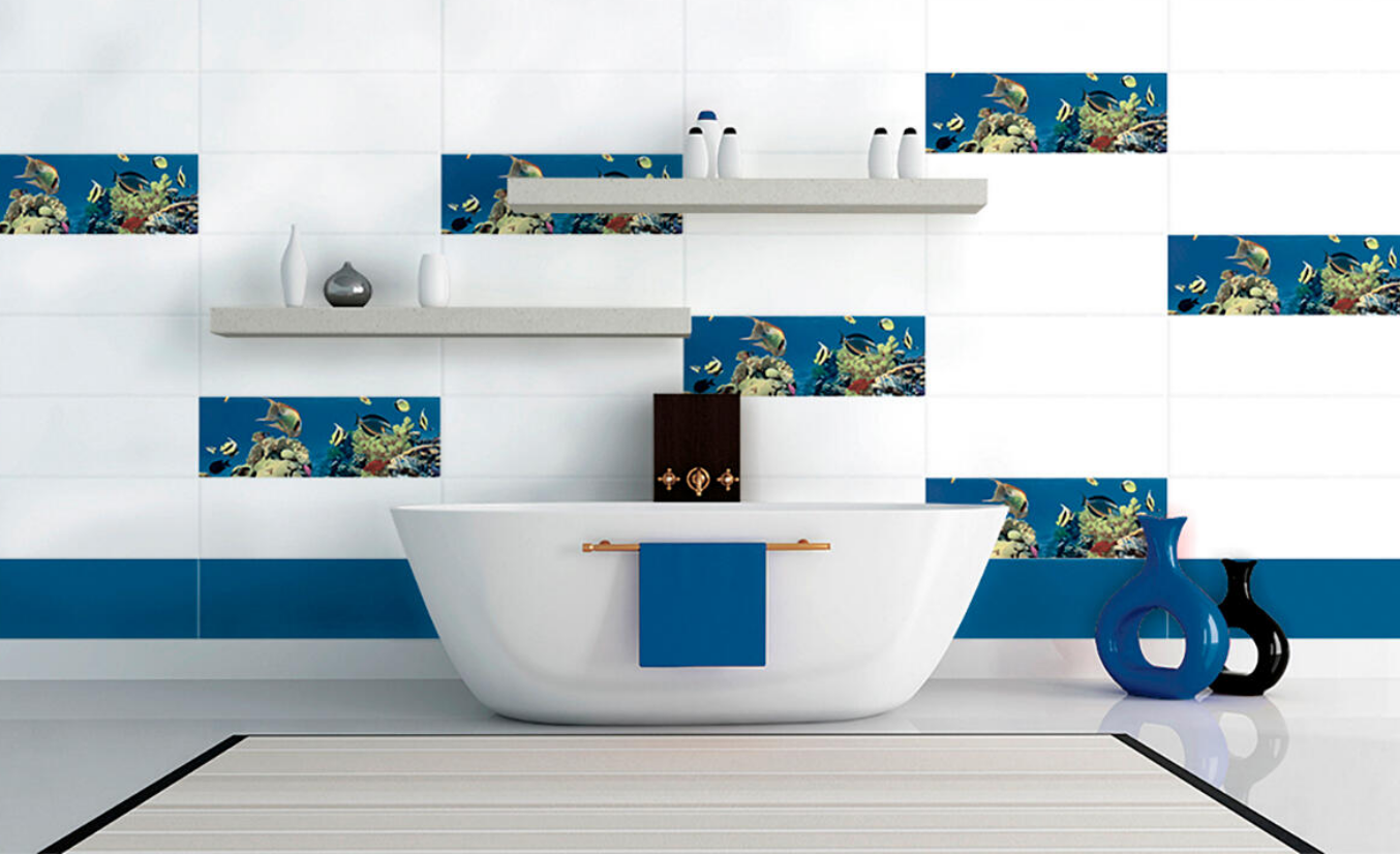 Ceramica Estilker – Aquarium Multicolor 20x60 cm | Relief-Wandfliese Fisch-Design