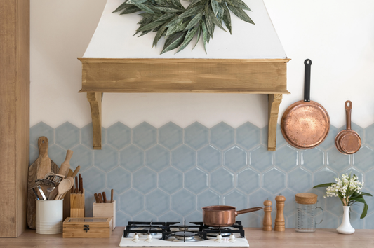 Ceramica Estilker – Enzo Azul Claro Hexagon | Wandfliese Spiegel-Effekt Hellblau