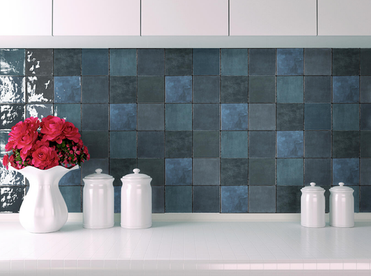 Ceramica Estilker – Rainbow Dark Mix 11,5x11,5 cm | Zellige-Optik Blau Glanz