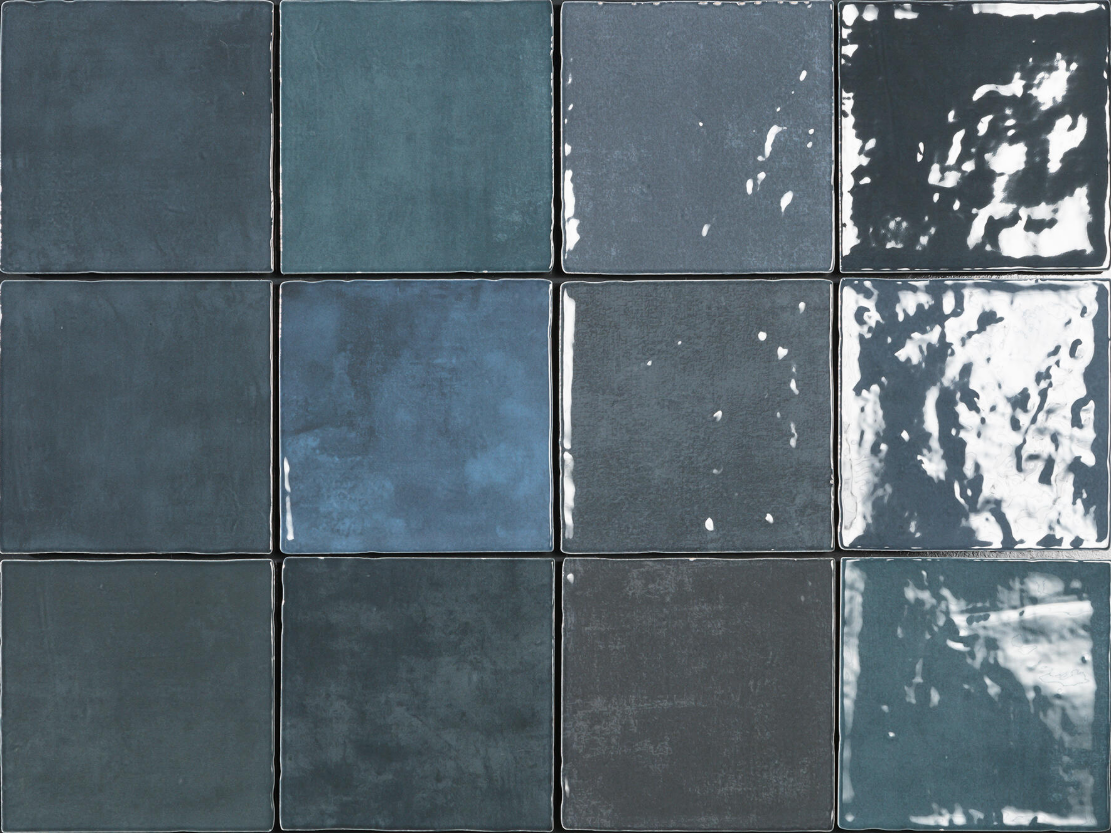 Ceramica Estilker – Rainbow Dark Mix 11,5x11,5 cm | Zellige-Optik Blau Glanz