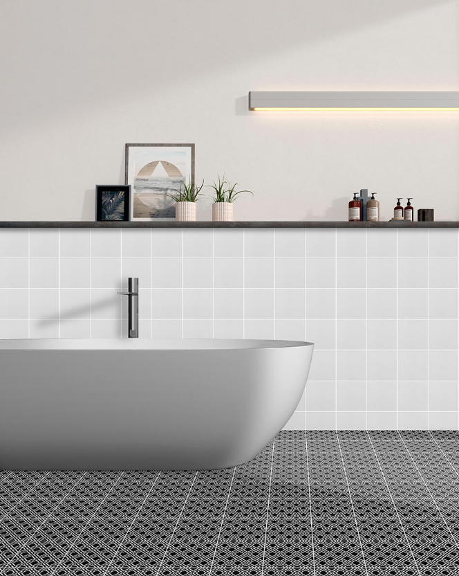 Ceramica Estilker – Evoque Clover 20x20 cm | Zementfliesen-Optik Schwarz-Weiß