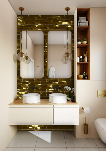 Ceramica Estilker – Gerona Gold 5x25 cm | Wandfliese Gold-Optik Hochglanz