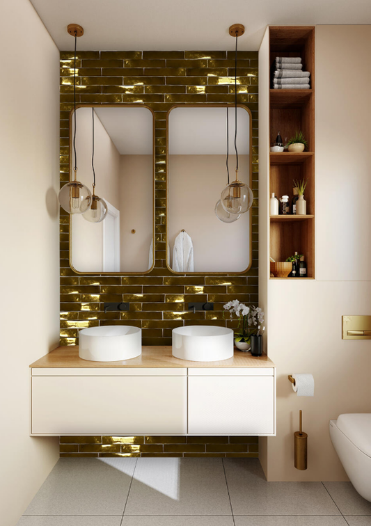 Ceramica Estilker – Dublin Oro Brillo 5x25 cm | Metall-Effekt Wandfliese Gold