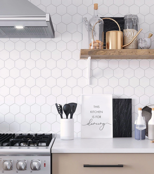 Ceramica Estilker – Enzo White Matt Hexagon 10,8x12,4 cm | Wand- & Bodenfliese