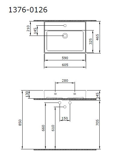Milano Aufsatz-/Wandwaschbecken, 50 bis 120 cm – Ansicht 3
