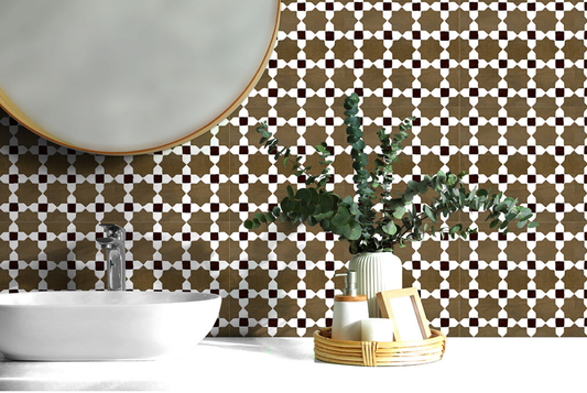 Ceramica Estilker – Mudéjar Nogal 20x20 cm | Ornament-Fliese Walnuss-Optik