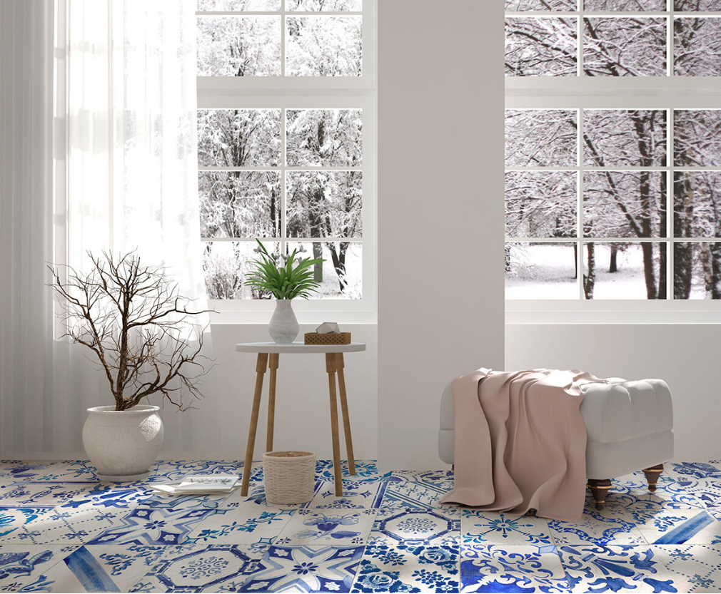 Ceramica Estilker – Puzzle Blue 20x20 cm | Zementfliesen-Optik Blau-Weiß Matt