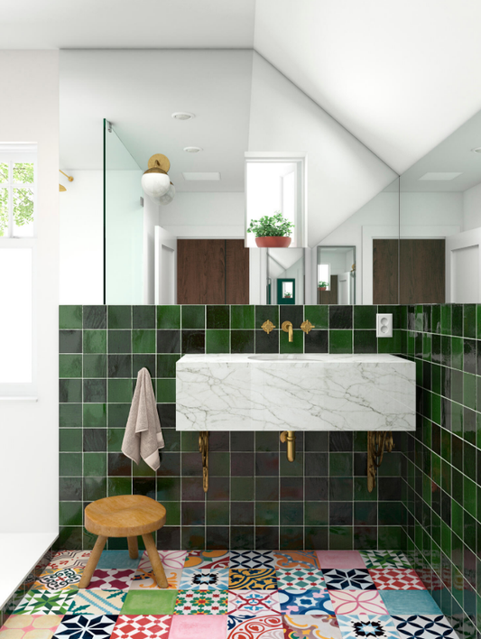 Ceramica Estilker – Rainbow Victorian Green | Wandfliese Zellige-Optik 11,5x11,5