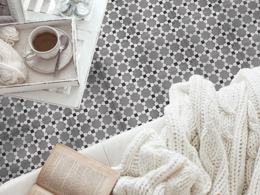 Ceramica Estilker – Mudéjar Silver 20x20 cm | Ornament-Fliese Grau Matt