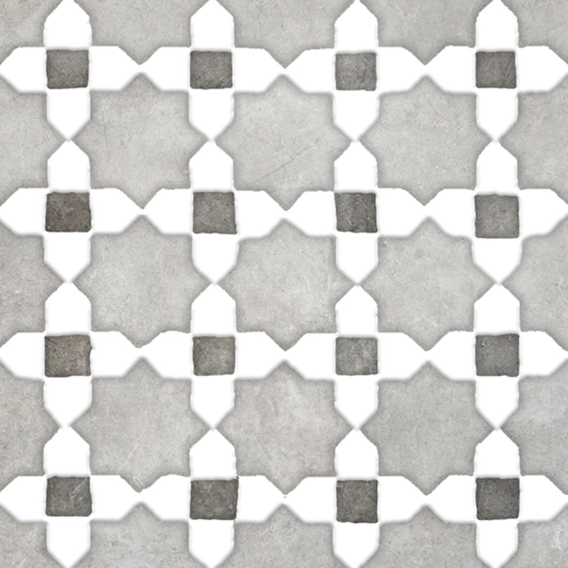 Ceramica Estilker – Mudéjar Silver 20x20 cm | Ornament-Fliese Grau Matt