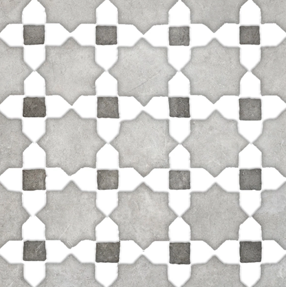 Ceramica Estilker – Mudéjar Silver 20x20 cm | Ornament-Fliese Grau Matt