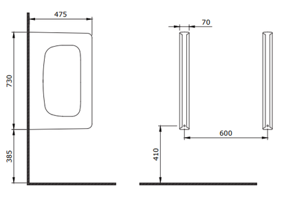 Taormina Arch Urinal-Trennwand – Ansicht 2