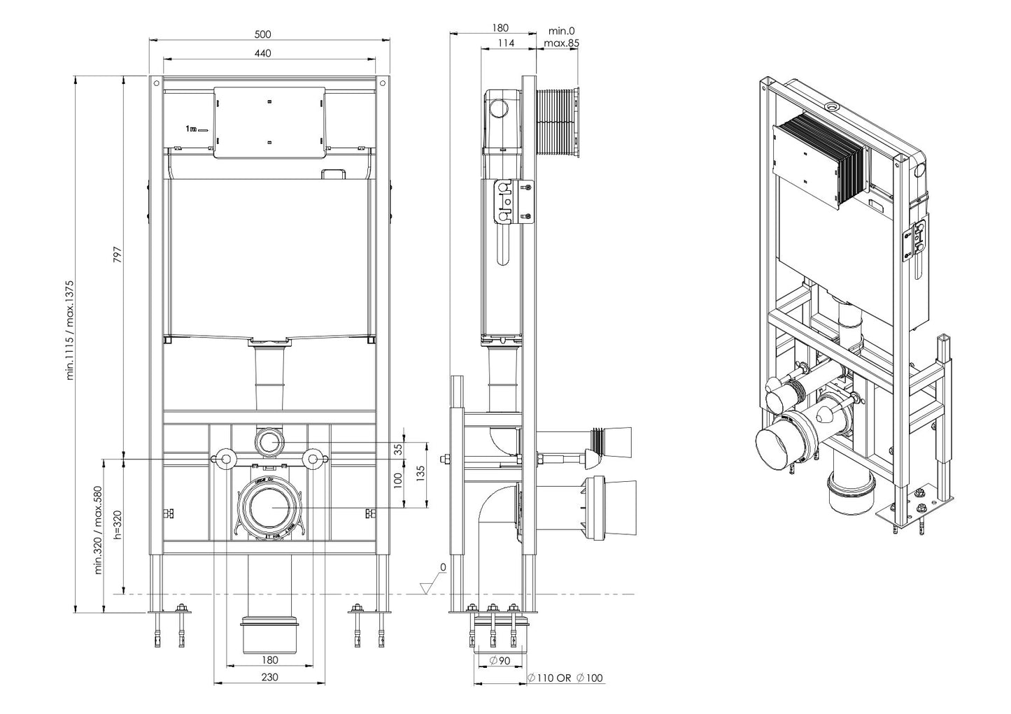 Unterputz-Spülkasten für Rigips 18 CM