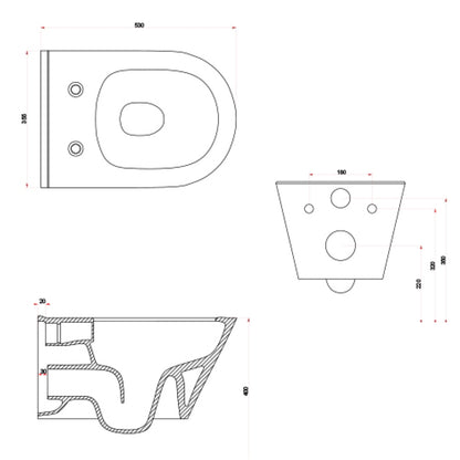 AVVA Wand-WC randlos mit Bidet-Anschluss – Ansicht 7
