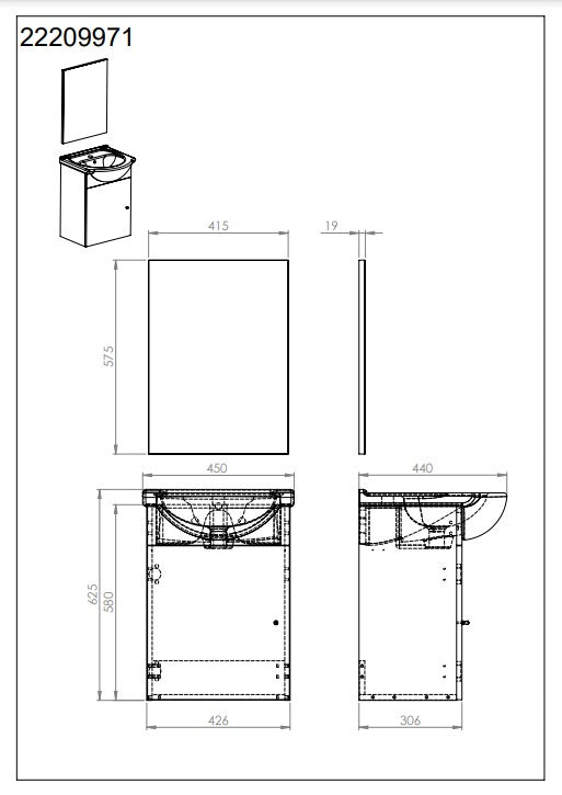 Riva 45 cm Badezimmerschrank