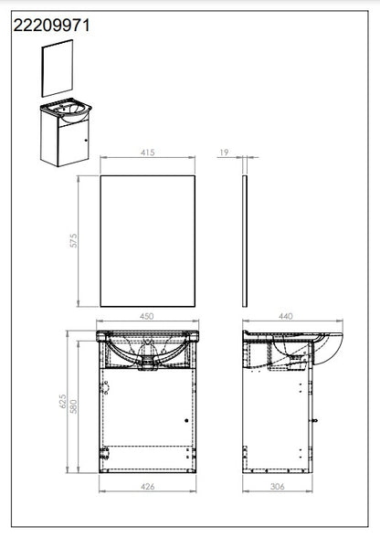 Riva 45 cm Badezimmerschrank