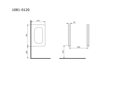 Taormina Arch Urinal-Trennwand – Ansicht 1